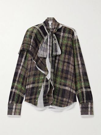 Acne Studios Blusa In Cr&ecirc;pe De Chine Di Seta Stampata Con Drappeggio E Collo Lavalli&egrave;re - Multicolore