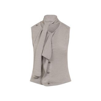 Christophe Lemaire Asymmetrical Sleeveless Cardigan With Scarf Collar