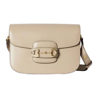 Gucci Tassen, Dames, Beige, ONE Size, Leer, Horsebit 1955 Medium Tas