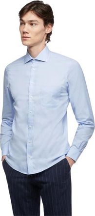 Brooks Brothers Stretch Milano Slim-Fit Overhemd - Heren - Zakelijke Overhemden - Blauw - 4XL - Katoen - Overhemden