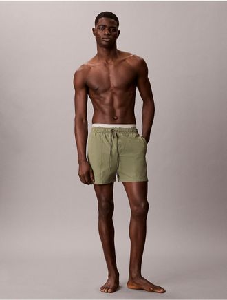 Calvin Klein Mens Logo Waistband Swim Shorts - Green - XL