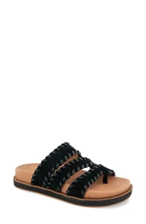 Gentle Souls Niles Whip Platform Slide Sandal in Black Suede at Nordstrom, Size 6.5