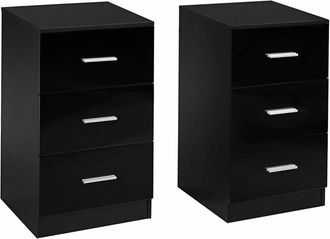 Costway Set di 2 Schedari Portadocumenti con 3 Cassetti, Armadietto Ufficio Cassetiere per Documenti, Legno (2)