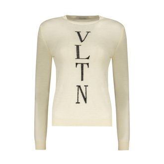 Valentino WomenS Ivory Wool Crewneck Sweater, Size 44