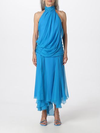 Alberta Ferretti Alberta Ferretti Womens Draped Halter Maxi Dress - Blue Silk - Size EU 44 (Womens)