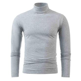Generic Mens Jumpers Turtle Neck Ribbed Knitted Wool Fleece Jumper V Neck Long Sleeved Polo Vest Causal Slim Fit Cable Knit Winter Sweater Plain Golf Work Pul
