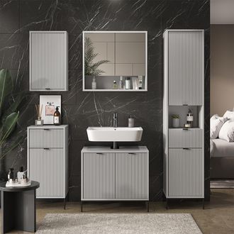 Vicco Conjunto De Muebles De Ba&ntilde;o Eliza, Gris, 5 Piezas