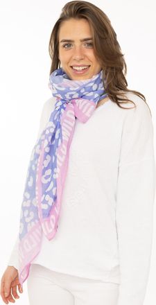 Zwillingsherz Schal ZWILLINGSHERZ Leo Dreams, Damen, hellblau, Web, Obermaterial: 100% Polyester, Modet&uuml;cher Schal, Leomuster und Schriftzug, transparenter Look