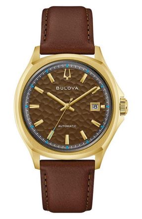 Bulova Tony Bennett NYC Automatic Leather Strap Watch, 39mm in Brown at Nordstrom