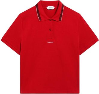 Versace Tops, Dames, Rood, M, Katoen, Greca Katoenen Piqu&eacute; Polo