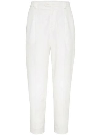 Brunello Cucinelli gabardine-weave trousers - White