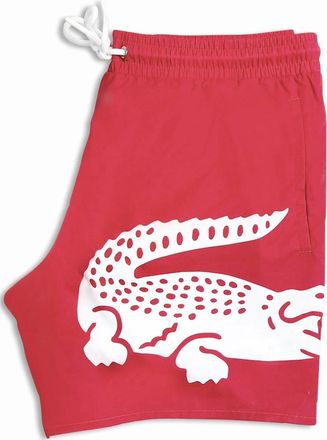 Lacoste Mens Mens Lacoste Red Large Crocodile Logo Print Swim Shorts - Size: 37/36/32