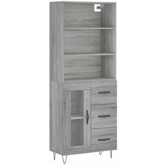 vidaXL Vidaxl - Aparador Alto Madera Contrachapada Gris Sonoma 69,5x34x180 Cm