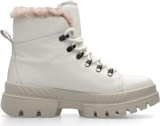 Ara Beige Mood Insulated Plush Collar Leather Ankle Boots