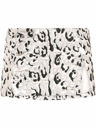 Dolce & Gabbana metallic embroidered leopard print skirt - women - Polyester/Nylon/Polyester film fiber/Elastane/Silk/Silk - 44 - Neutrals