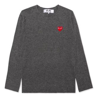 Comme Des Gar&ccedil;ons L/S Basic T-Shirt Red Emblem Grey AZ-N068-051-3