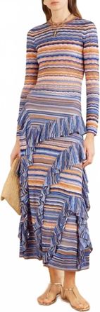 Ulla Johnson Delila Ruffle Knit Midi Skirt In Sunset Multi