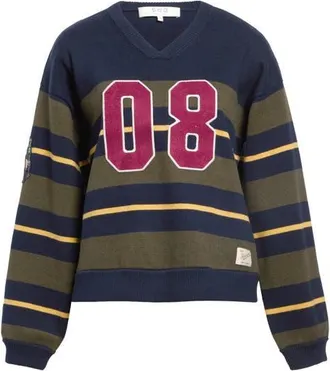 Sea New York Mina Stripe Novelty Cotton & Cashmere Sweater in Green at Nordstrom, Size Xx-Small