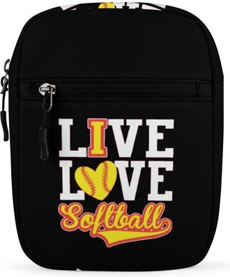 Generic Live Love Softball Crossbody Bag Adjustable Satchel Cute Shoulder Bag Lightweight Sling Bags