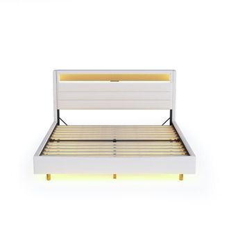 Urban Meuble Cama doble con cabecero multifuncional e iluminaci&oacute;n LED integrada