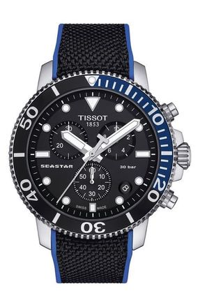 Tissot Seastar 1000 Chronograph Bracelet Watch, 45.5mm in Black at Nordstrom