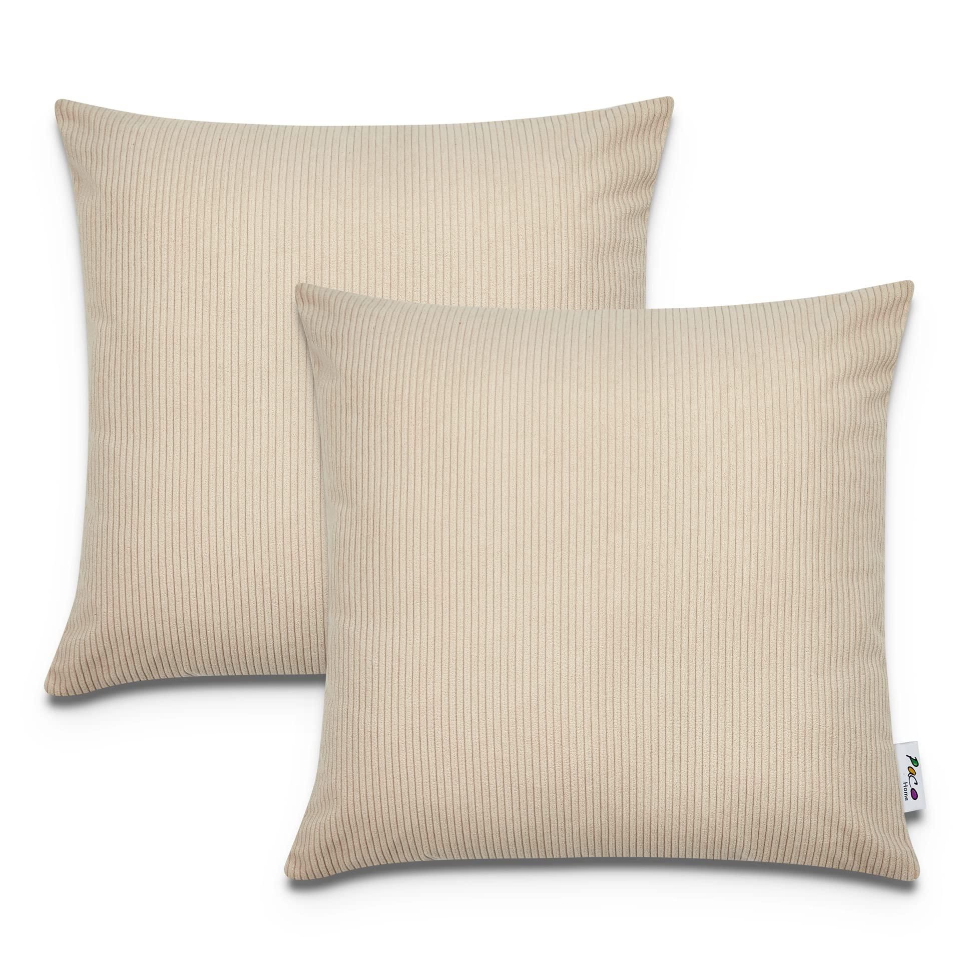 Paco Home Kissenbezug Set - 4-teilig, Geometrisches Muster, Weiß/ocker | 100% Polyester