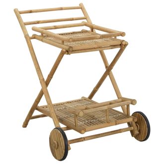 vidaXL Carrito De T&eacute; Con Ruedas Natural 79 X 67.5 X 84 Cm Bamb&uacute; Vidaxl