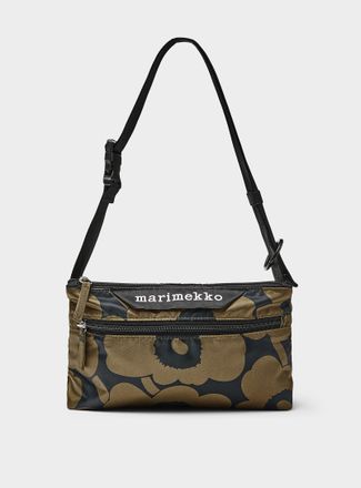 Marimekko Womens Neat Unikko khaki and navy blue small crossbody bag