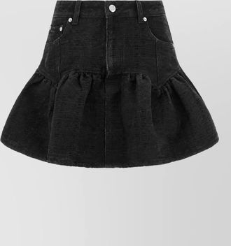 Ganni lurex denim mini skirt