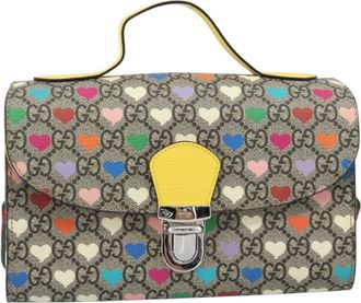 Gucci Childrens Top Handle Flap Printed Gg Coated Canvas Beige Canvas Handbag (Pre-Owned)
