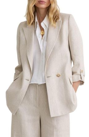 Reiss Nolah Double-Breasted Blazer in Neutral at Nordstrom, Size 10 Us