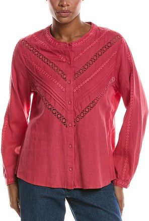 Tommy Bahama Palm Shores Lace Trim Linen-Blend Blouse