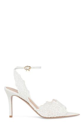 Gianvito Rossi Yvonne Sandal in White Textile at Nordstrom, Size 39.5