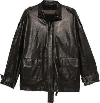 Giorgio Brato Gd 27F23096Mga Leren Jas - Dames - Leren en Su&egrave;de Jassen - Zwart - XS - Leer - Jassen