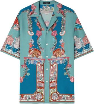 Versace Camicia Coral Theatre in seta a maniche corte - Verde