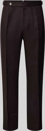 HUGO BOSS Relaxed Fit Leinenhose aus reinem Leinen Modell PERINO in Dunkelbraun, Gr&ouml;&szlig;e 46