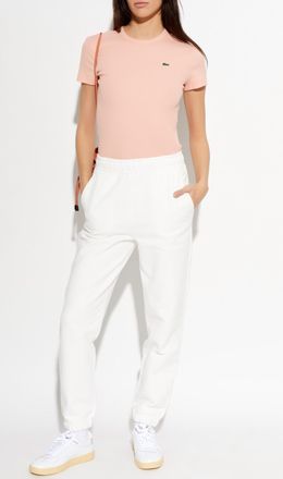 Lacoste Ribbed Fitted Top, Womens, Pink