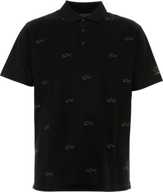 Paul & Shark shark-print polo shirt - Black