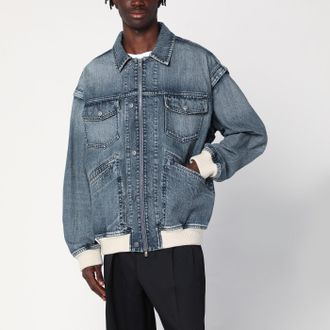 Golden Goose Golden Gans Bomber Blau gewaschener Effekt in Denim