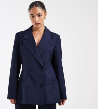 Vero Moda Petite blazer sartoriale doppiopetto coordinato navy-blu navy