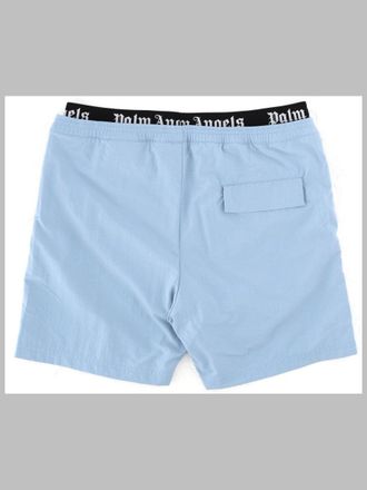Palm Angels Logo-Trimmed Swim Shorts - Blue