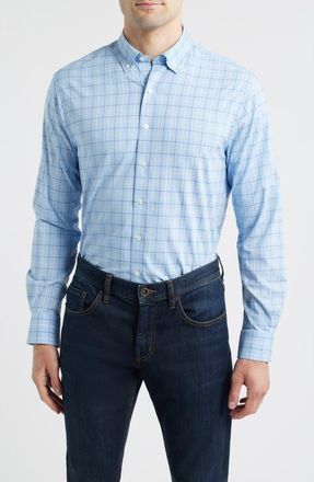 Johnnie-O Miramont Windowpane Check Everyday Performance Button-Down Shirt in Maliblu at Nordstrom, Size Xx-Large