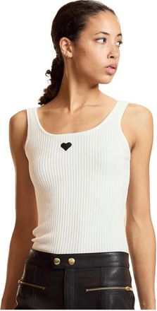 Cynthia Rowley Heart Embroidered Knit Top - Dames - Tops zonder mouwen - Wit - S - Tops