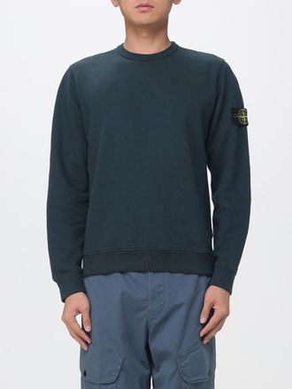 Stone Island Felpa girocollo in jersey di cotone con patch logo Compass