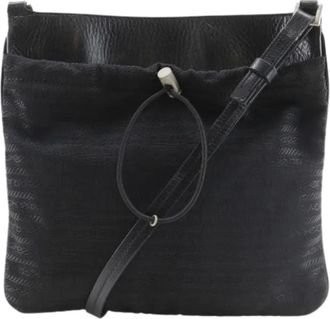Prada Pre-owned Cross Body Bags, female, Black, Size: ONE SIZE Pre-owned Nylon Leather Shoulder Bag