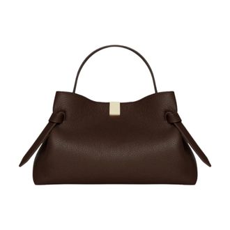 Yuzefi Espresso Pebble Grain Leather Sculptural Handbag