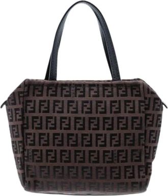 Fendi Pre-owned Canvas Tote Bag - Dames - Vintage Shopper - Bruin - ONE Size - Leer - Vintage