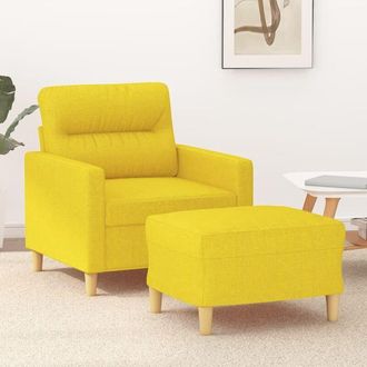 vidaXL Sill&oacute;n Con Taburete Tela Amarillo Claro 60 Cm Vidaxl
