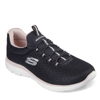 Skechers Womens Summits Artistry Chic Sneaker, Black Mesh Light Pink Trim, 4.5 UK