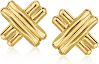 Canaria Canaria 10kt Yellow Gold Ribbed X Stud Earrings